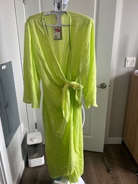 H&M Neon Lime Green Wrap Dress